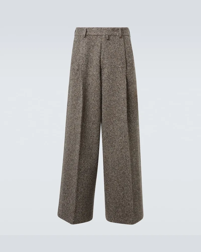 Dries van Noten Weite Hose aus einem Wollgemisch Grau