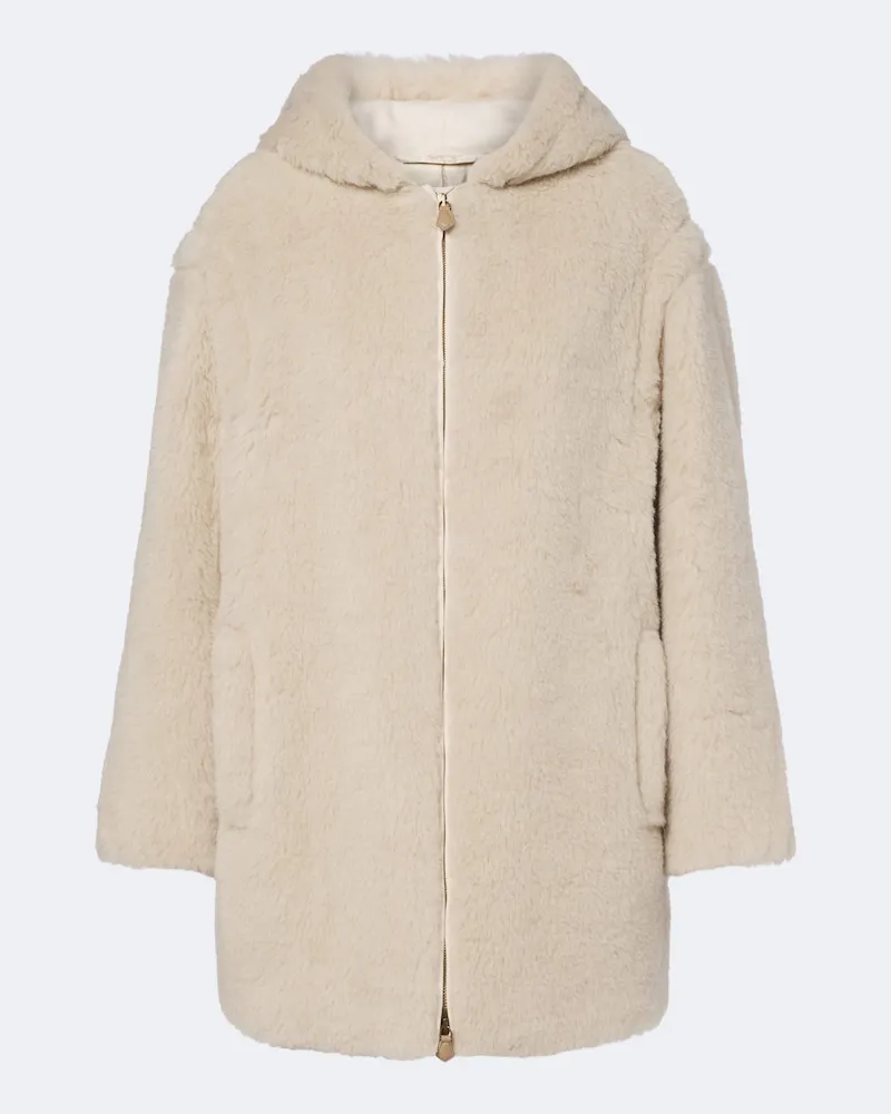 Max Mara Mantel aus Alpakawolle, Wolle und Seide Weiß