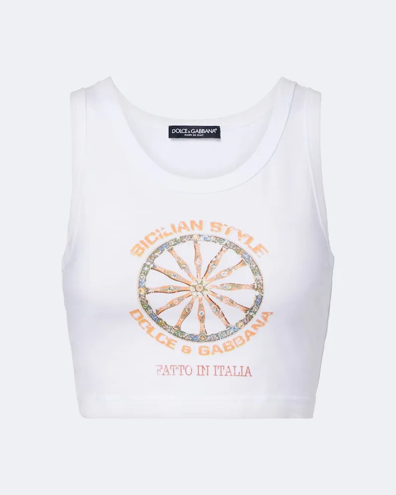 Dolce & Gabbana Cropped-Top Caretto aus einem Baumwollgemisch Weiß