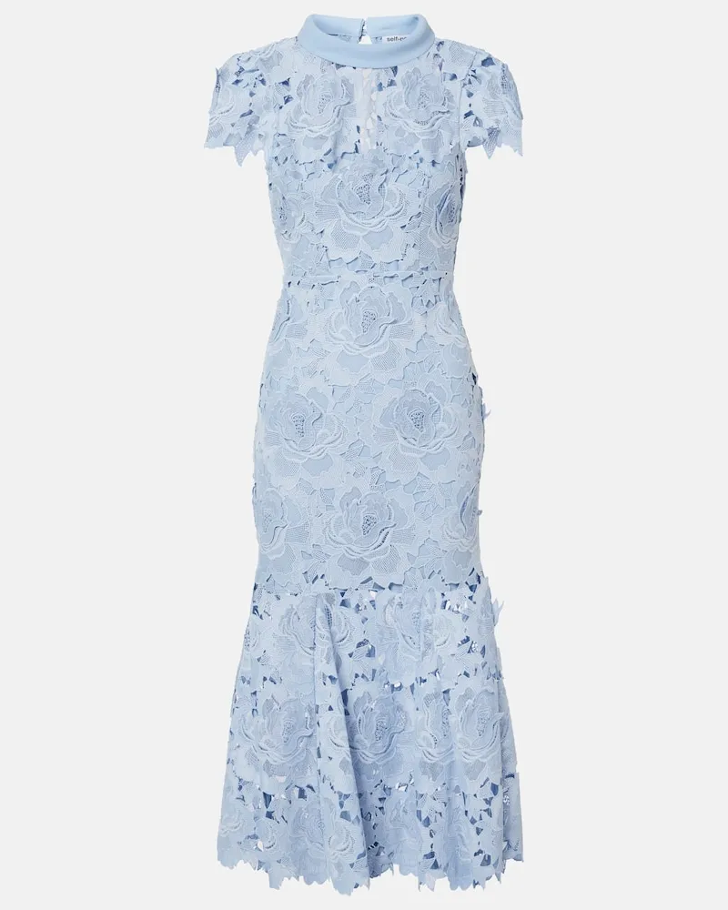 Self-Portrait Cocktailkleid aus Spitze Blau