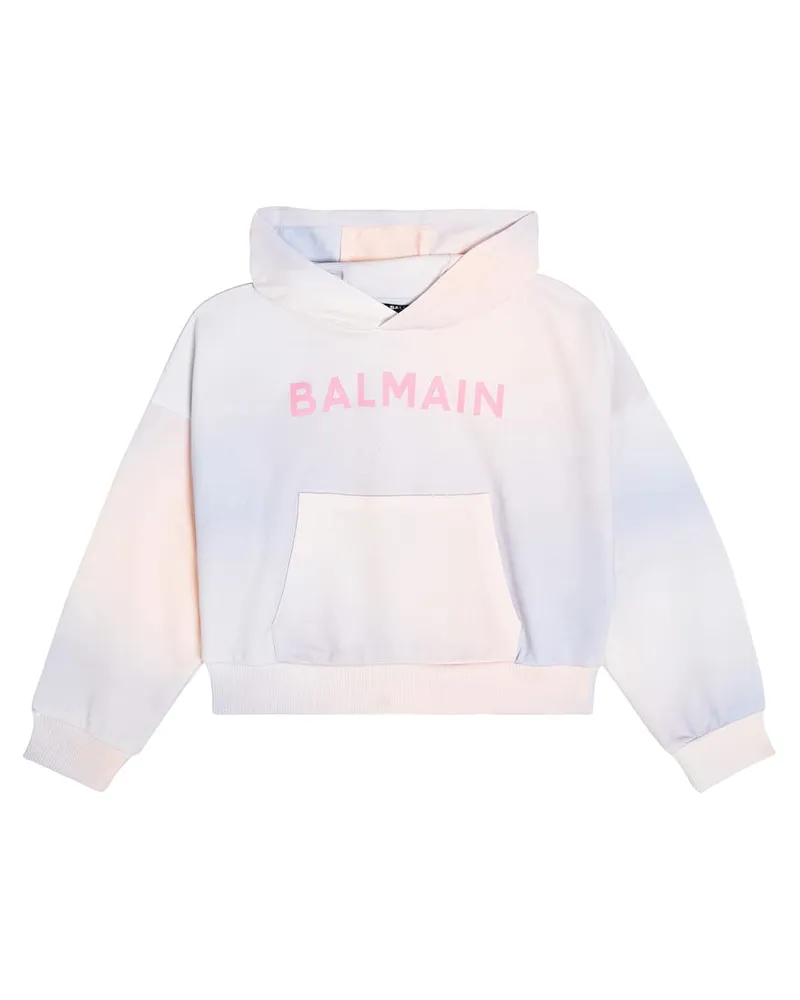 Balmain Hoodie aus Baumwoll-Jersey Weiß
