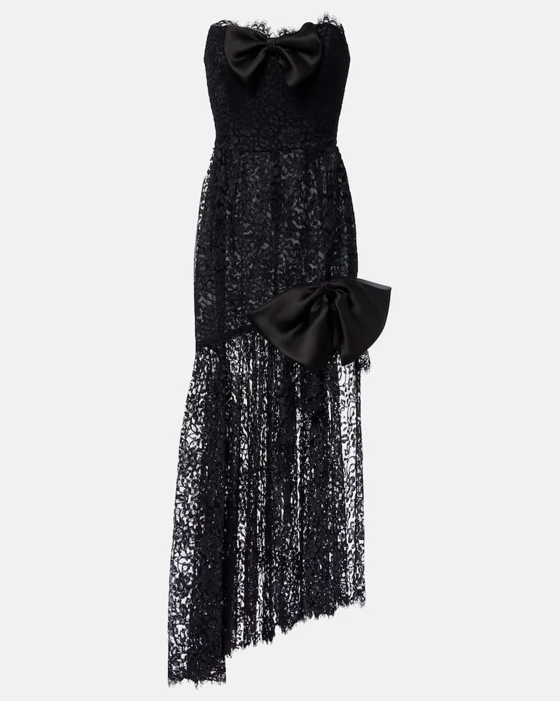 Alessandra Rich Bustier-Kleid aus Spitze Schwarz