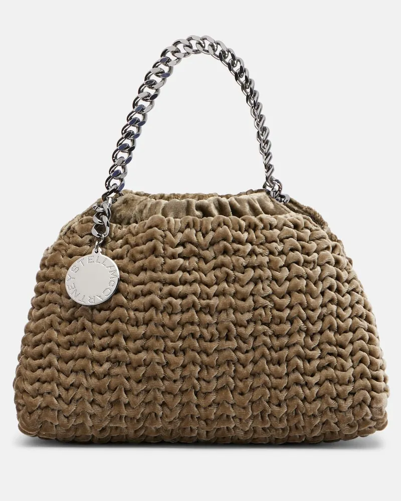 Stella McCartney Tote Bag Falabella Small aus Samt Grün