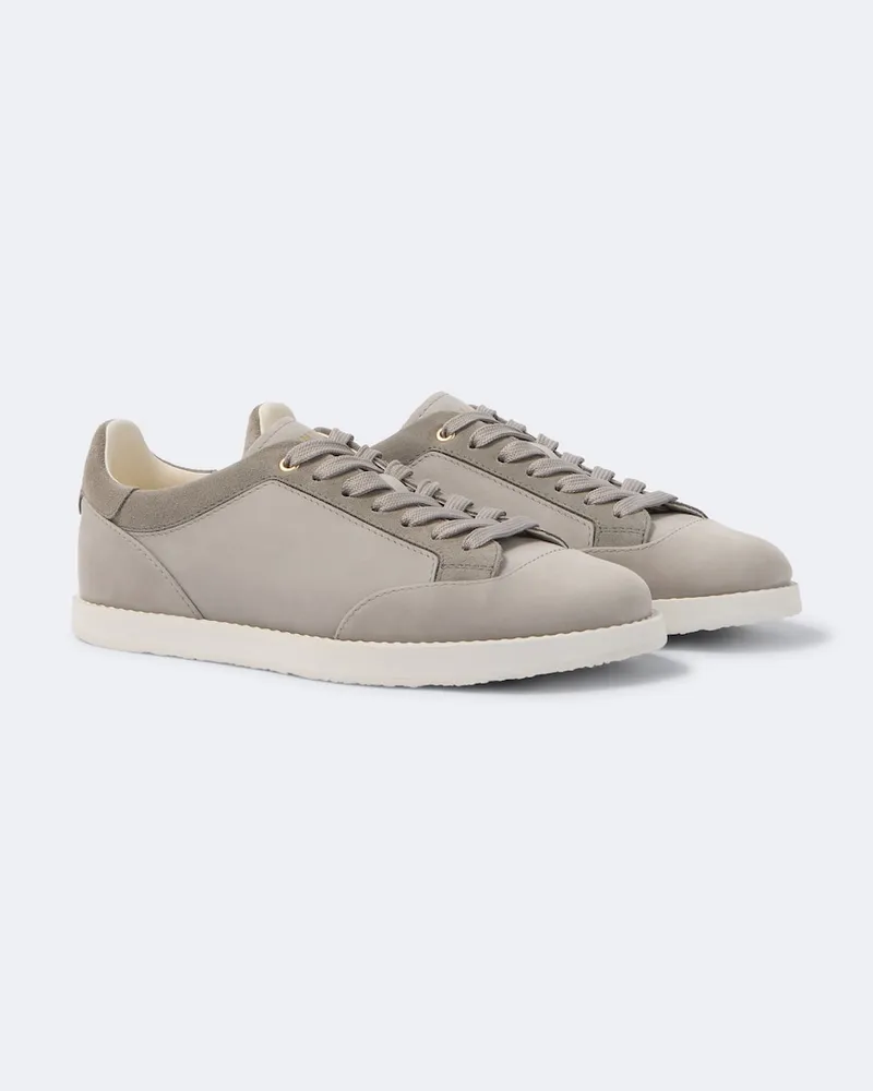 Brunello Cucinelli Sneakers aus Leder mit Veloursleder Grau
