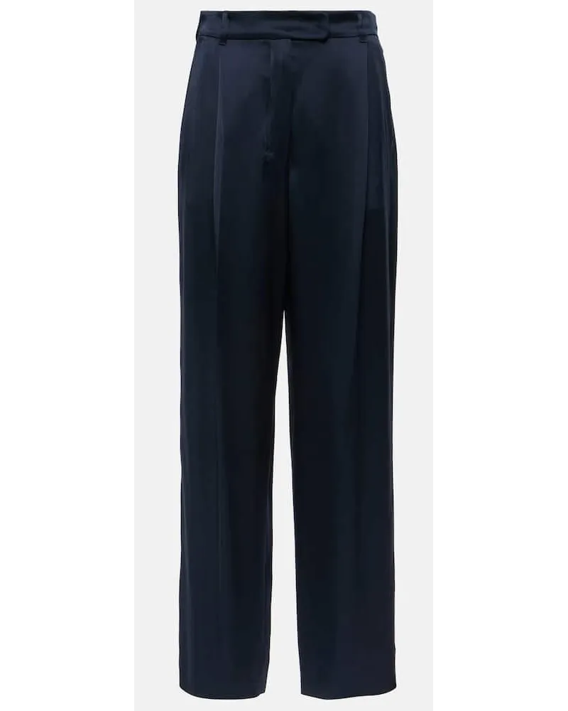 Max Mara Weite High-Rise-Hose Blau