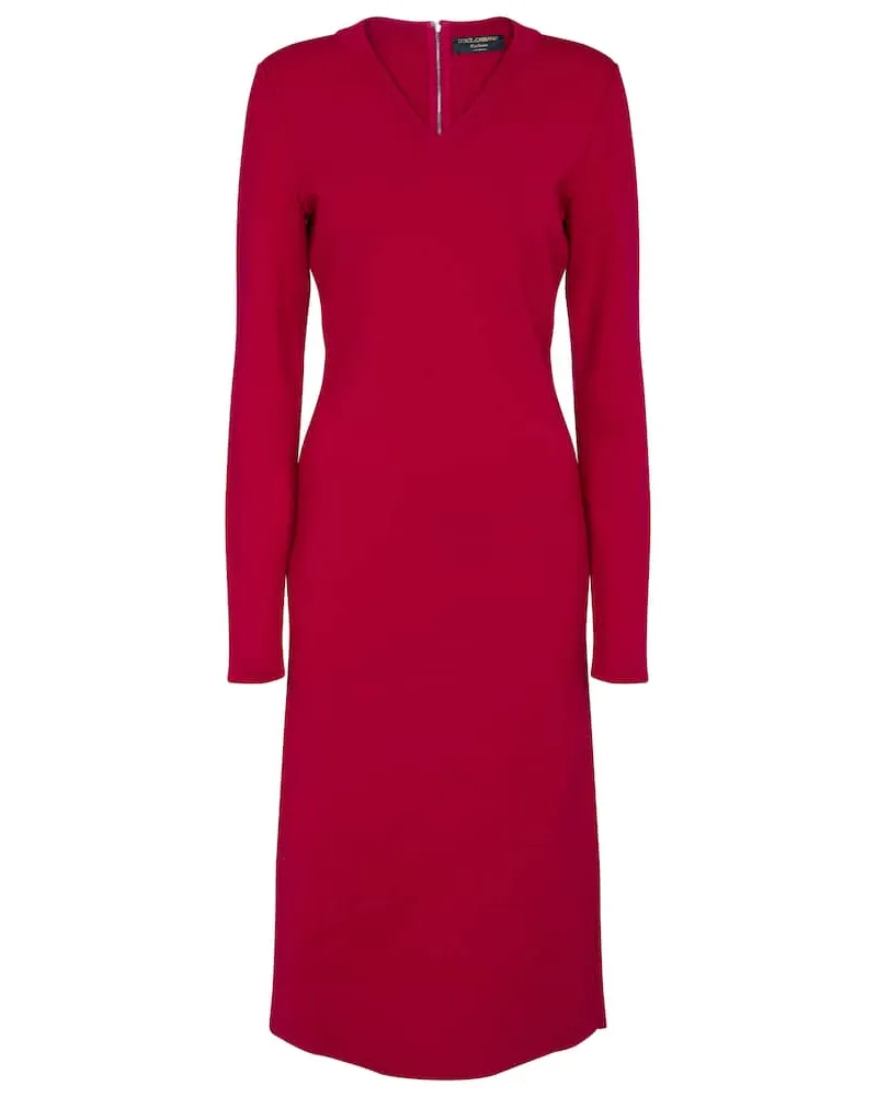 Dolce & Gabbana Midikleid aus Wolle Rot