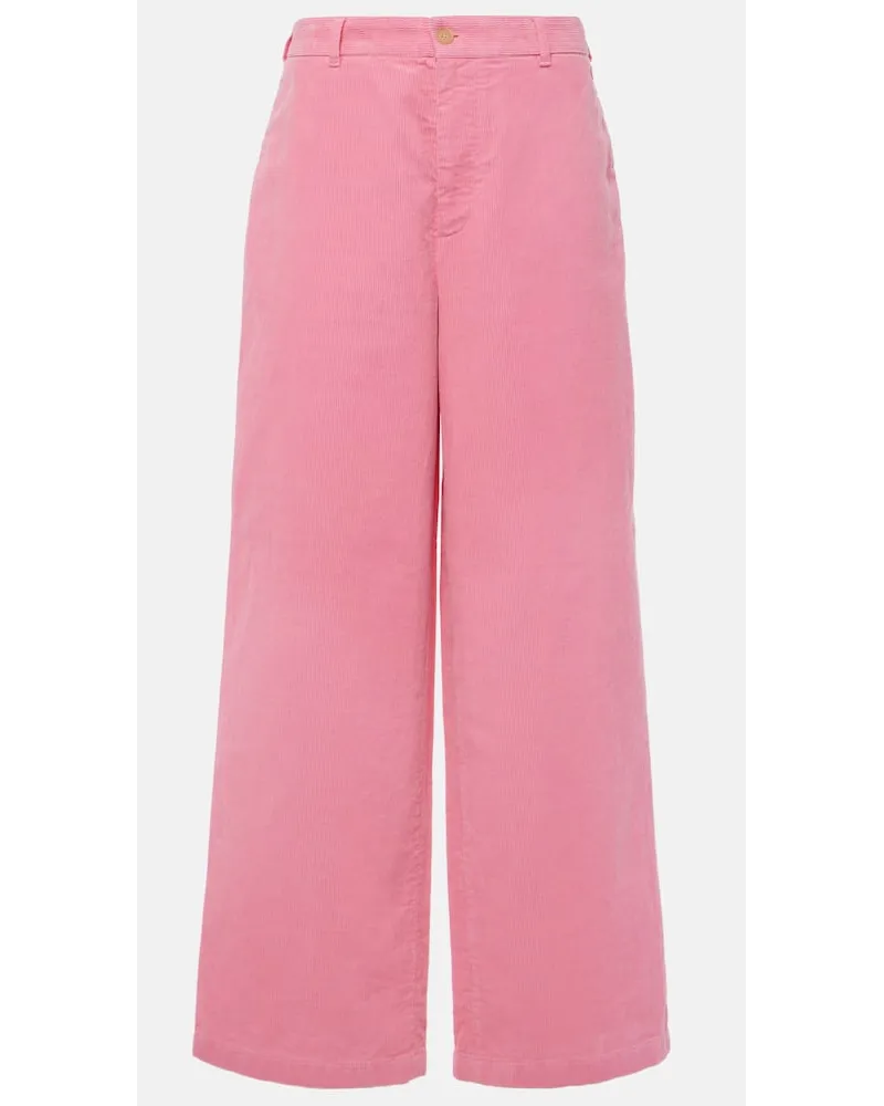 Acne Studios Weite Hose Face aus Baumwoll-Cord Pink