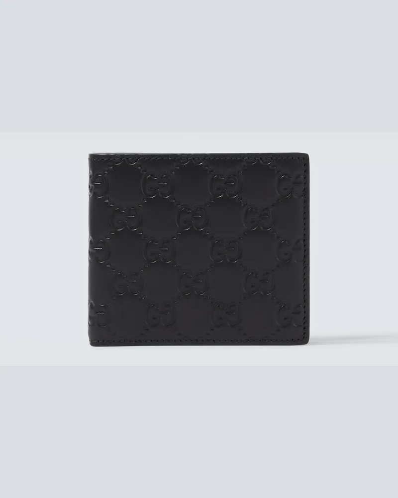 Gucci Portemonnaie GG Emblem aus Leder Schwarz