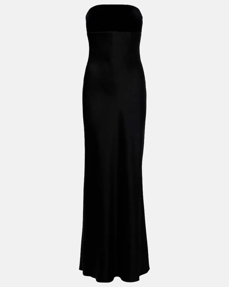 Max Mara Robe Baia aus Satin mit Samt Schwarz