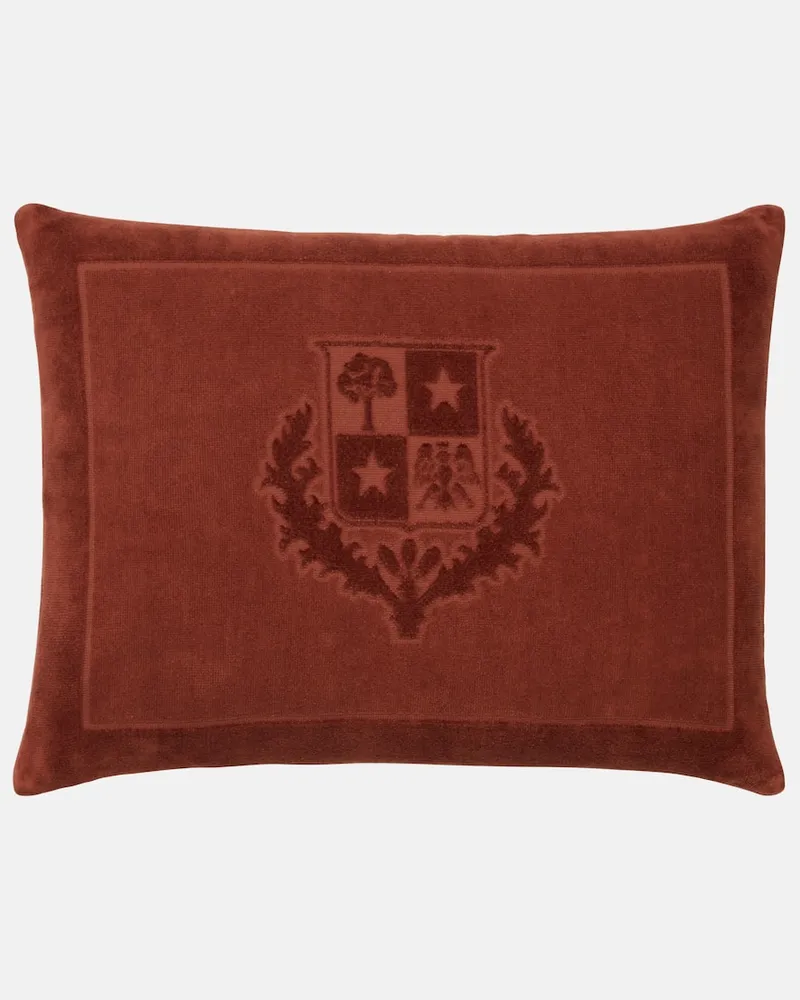 Loro Piana Kissen Crest mit Baumwollfrottee Braun