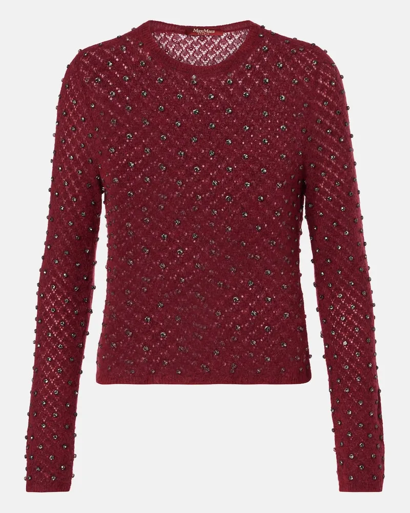 Max Mara Verzierter Pullover Rally Burgunderrot