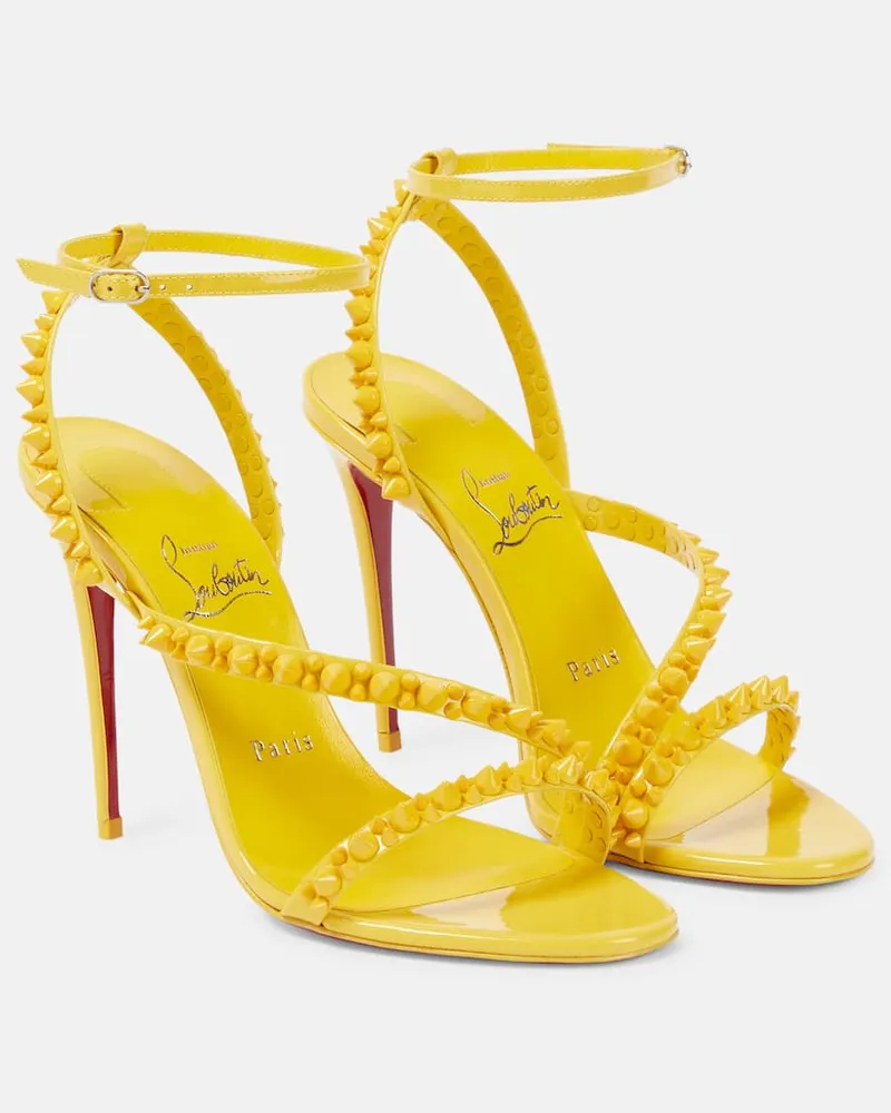 Christian Louboutin Sandalen Mafaldina Spikes 100 aus Lackleder Gelb