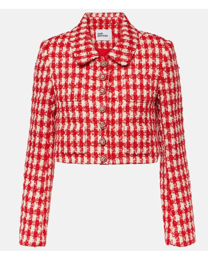 Self-Portrait Jacke aus Bouclé Rot