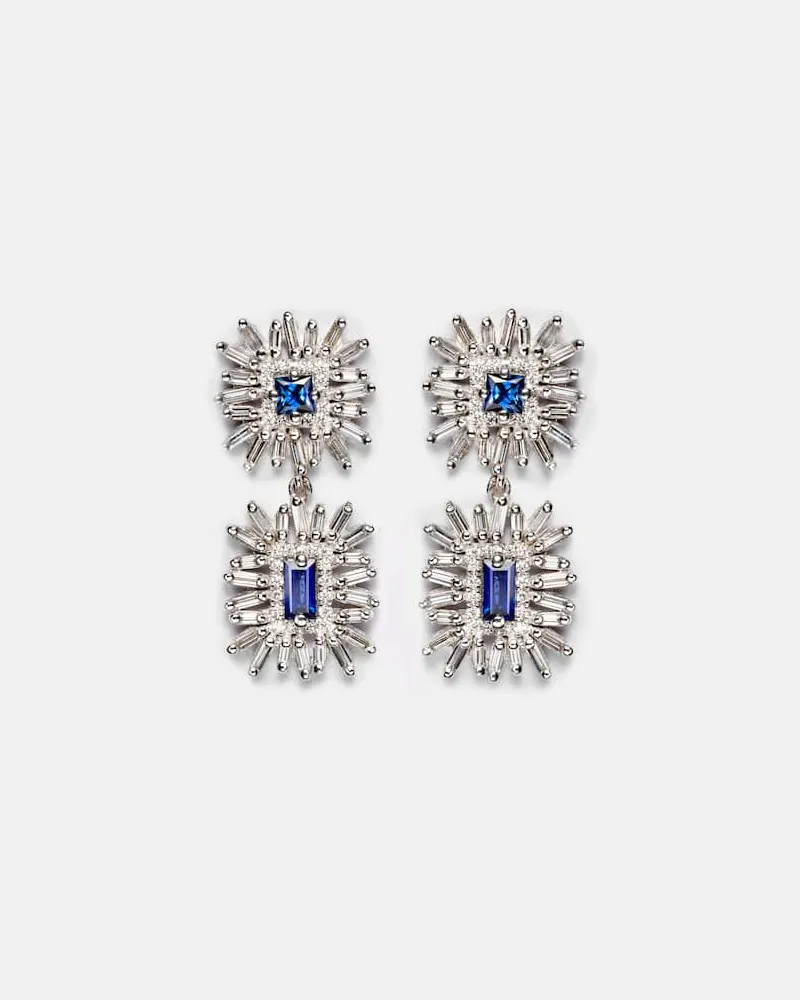Suzanne Kalan Ohrringe aus 18kt Weißgold mit Diamanten und Saphiren Gold