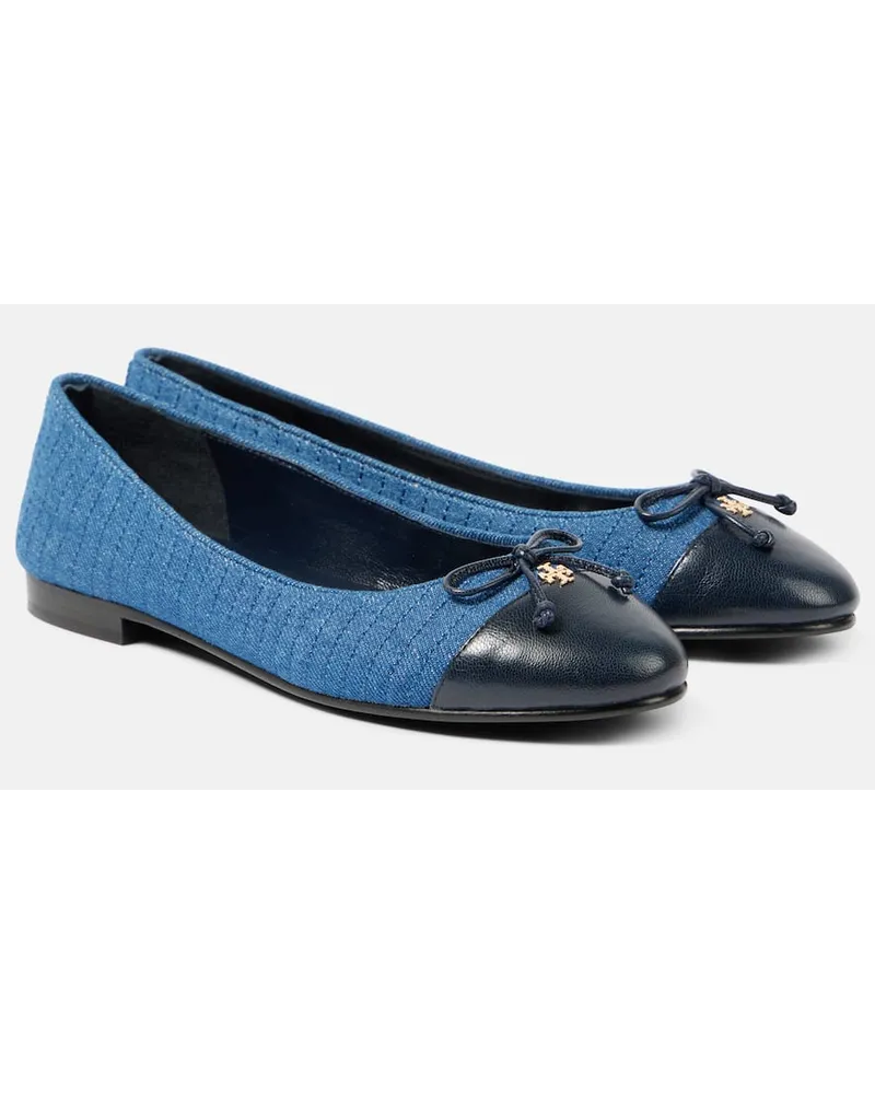 Tory Burch Ballerinas aus Denim mit Leder Multicolor