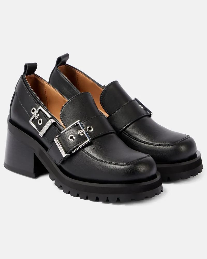 Ganni Plateau-Loafers Feminine aus Lederimitat Schwarz
