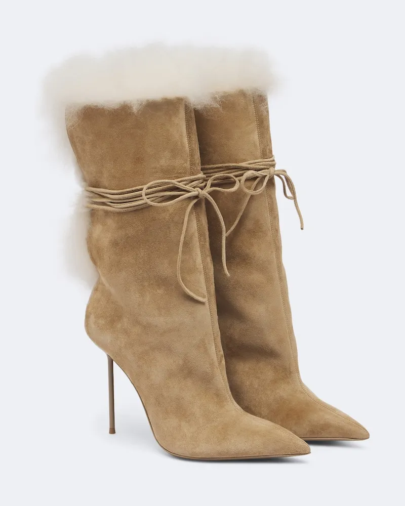 Paris Texas Ankle Boots Lidia mit Shearling Beige