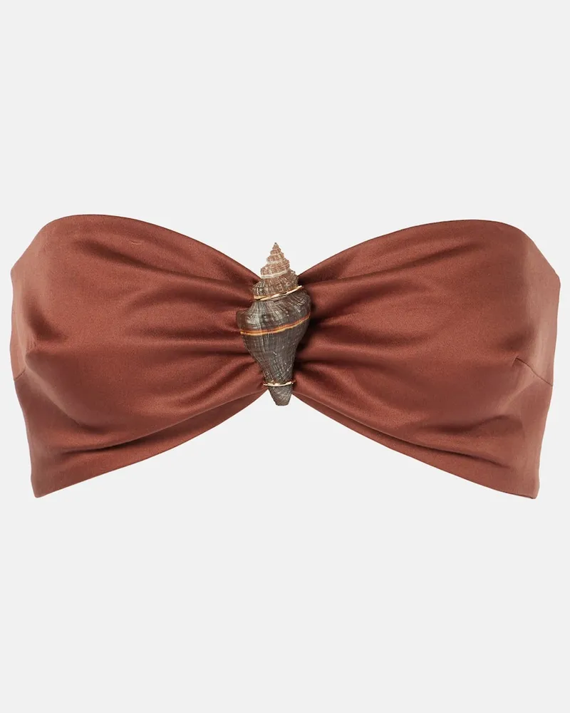 Adriana Degreas Verziertes Bralette aus einem Baumwollgemisch Braun