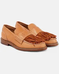 Ulla Johnson Loafers aus Leder und Veloursleder Braun