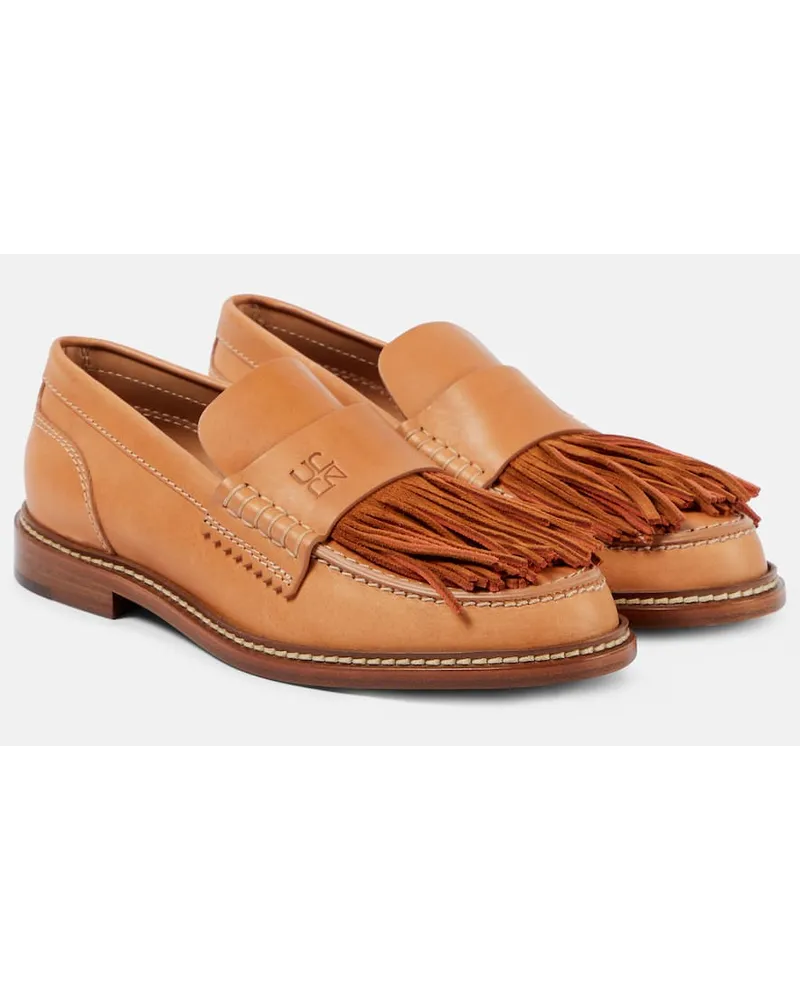 Ulla Johnson Loafers aus Leder und Veloursleder Braun