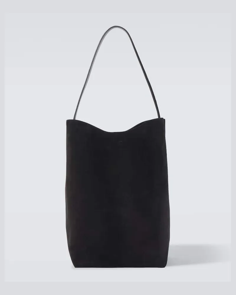 The Row Tote Bag N/S Parke Large aus Veloursleder Schwarz