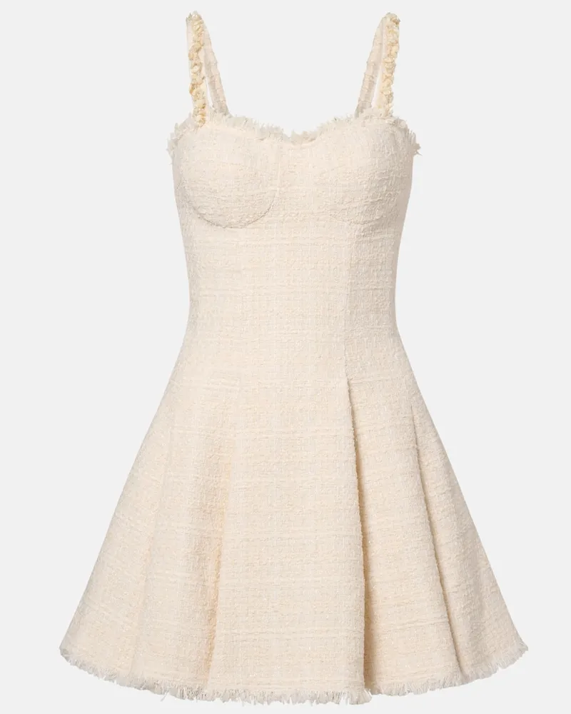 Balmain Minikleid aus Bouclé Weiß
