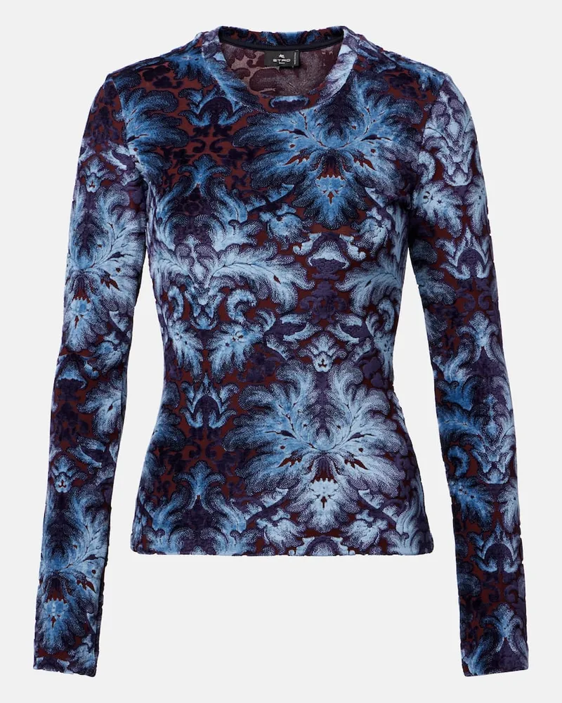Etro Top aus Jersey Blau