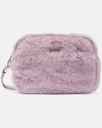 Max Mara Schultertasche Small aus Teddyfleece Lila