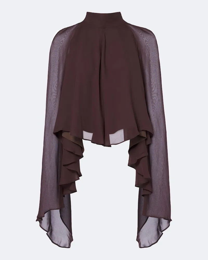 De La Vali Top Mia aus Chiffon Braun