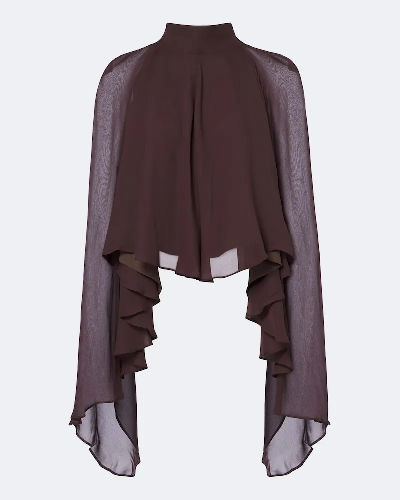 De La Vali Top Mia aus Chiffon Braun