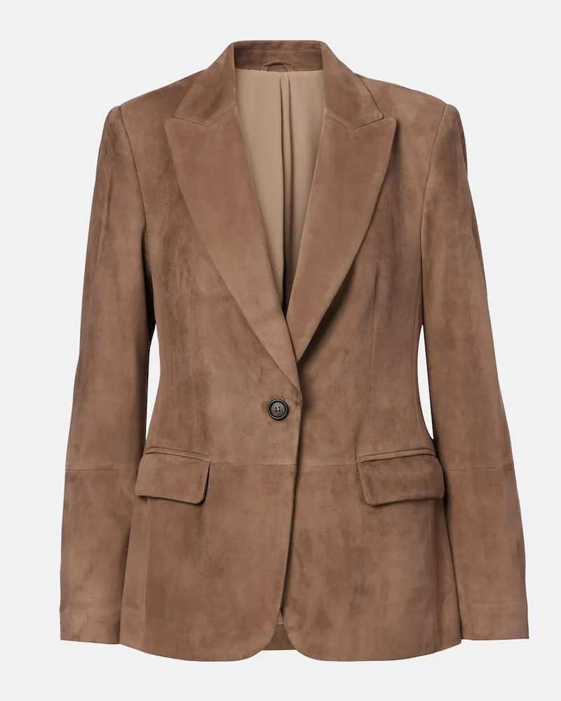 Brunello Cucinelli Blazer aus Veloursleder Braun