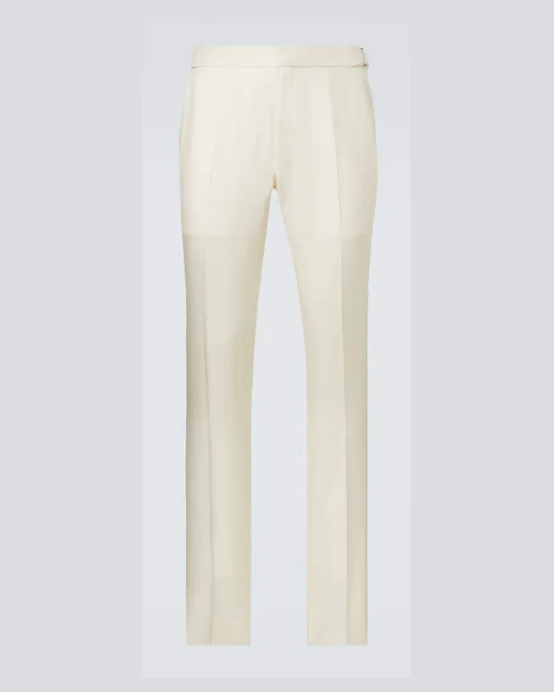 Tom Ford Schmale Hose aus Seide Weiß