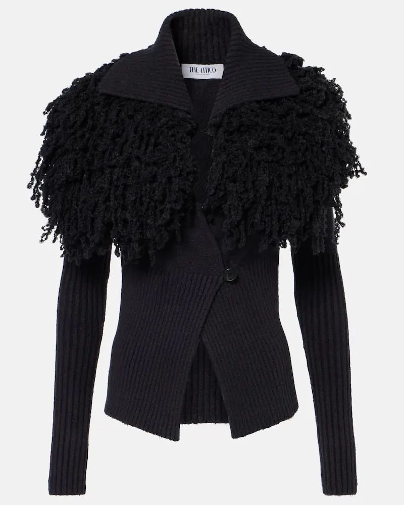 ATTICO Cardigan aus Strick mit Faux Shearling Schwarz