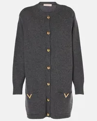 Valentino Garavani Oversize-Cardigan VGold aus Schurwolle Grau