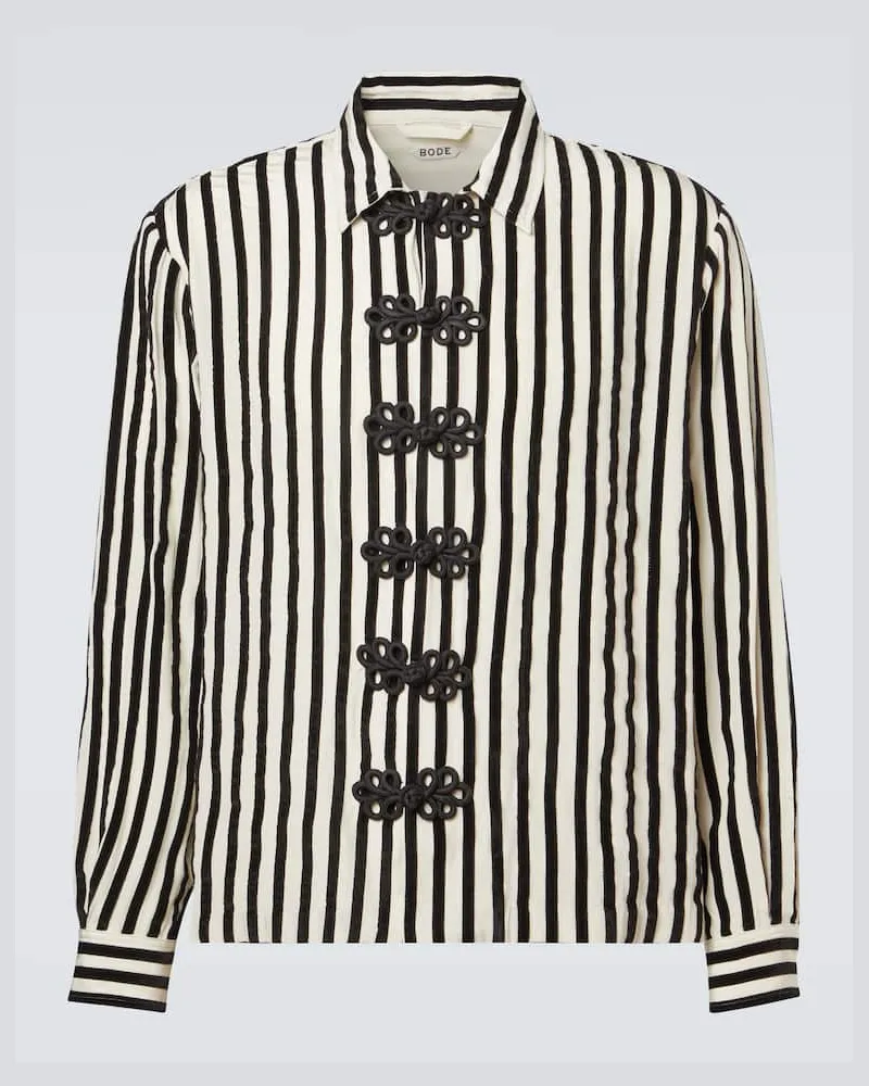 BODE Hemd aus Seide mit Samt Weiß