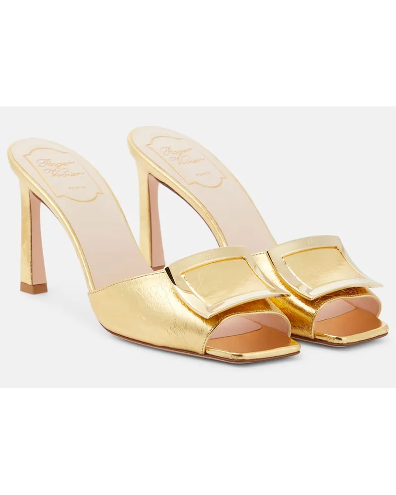 Roger Vivier Pantoletten Trumpet aus Metallic-Leder Gold