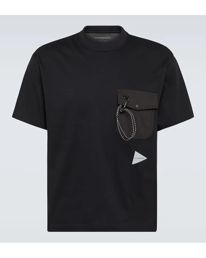 and wander T-Shirt Pocket T aus Jersey Schwarz