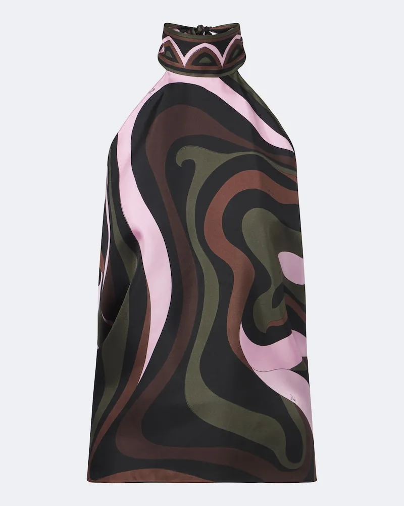 Emilio Pucci Top Marmo aus Seiden-Twill Multicolor