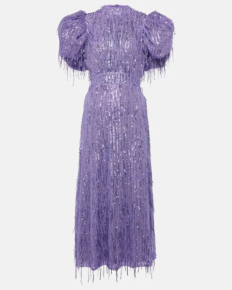 ROTATE Birger Christensen Midikleid Noon mit Pailletten Violett
