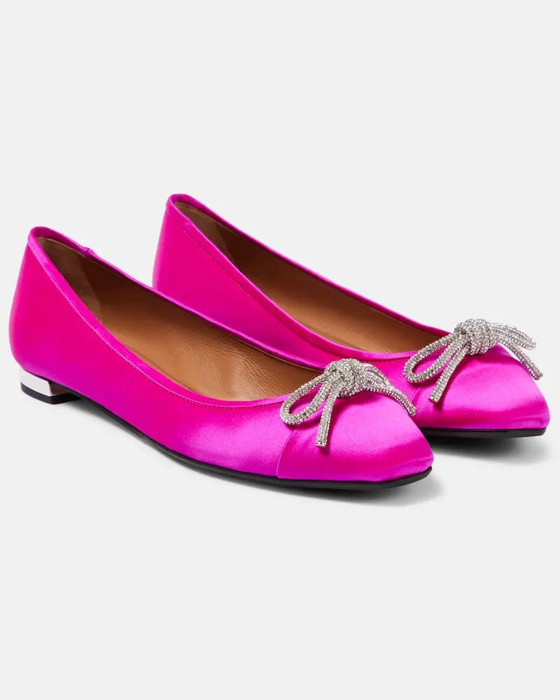 Aquazzura Verzierte Ballerinas Parisina aus Satin Rosa