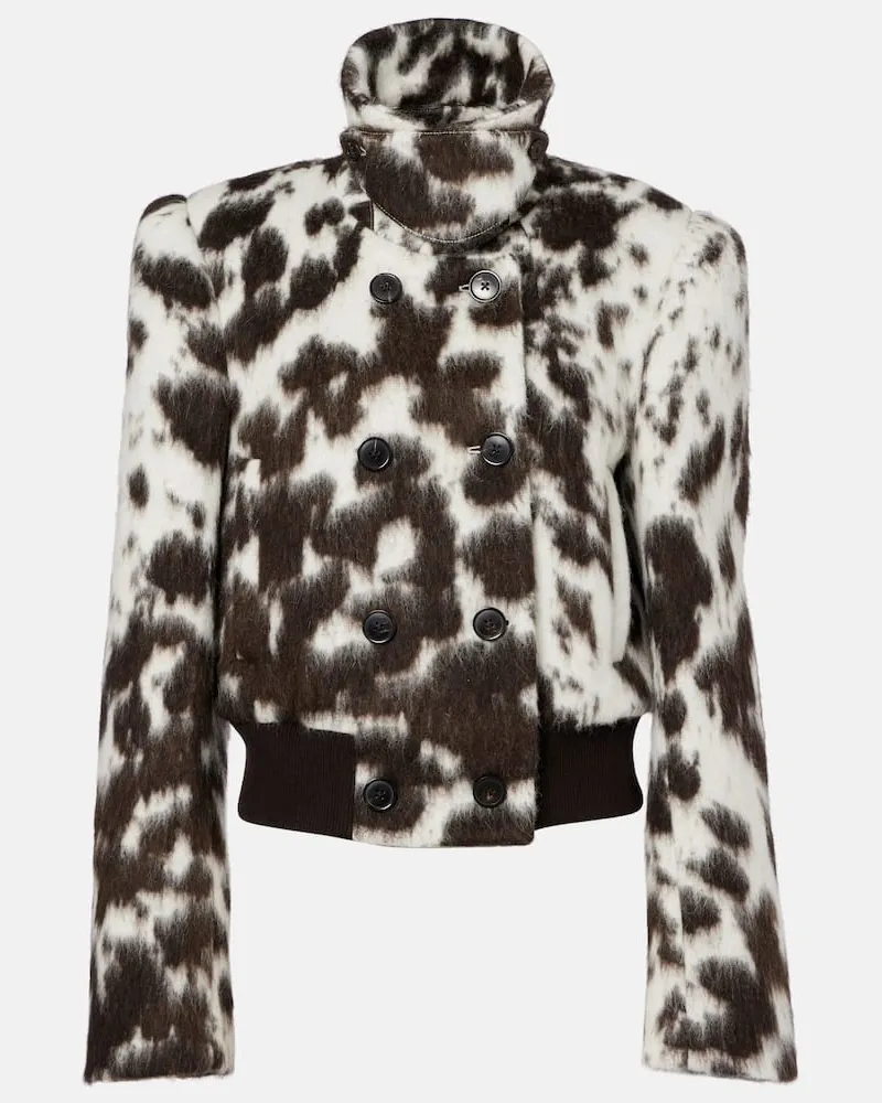 Dries van Noten Bedruckte Jacke aus einem Wollgemisch Braun