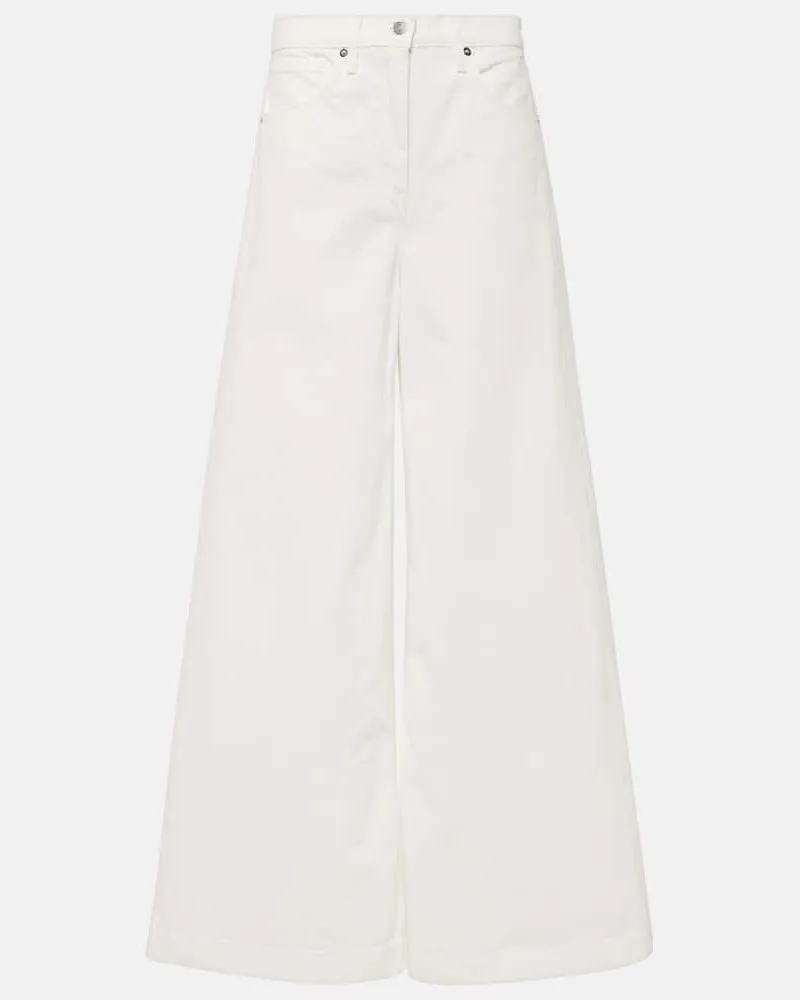 Nili Lotan High-Rise Wide-Leg Jeans Rolland Weiß