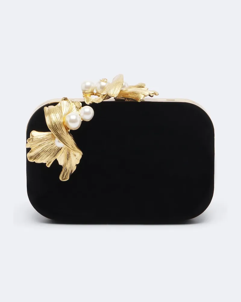 Jimmy Choo Verzierte Clutch Cloud aus Samt Schwarz
