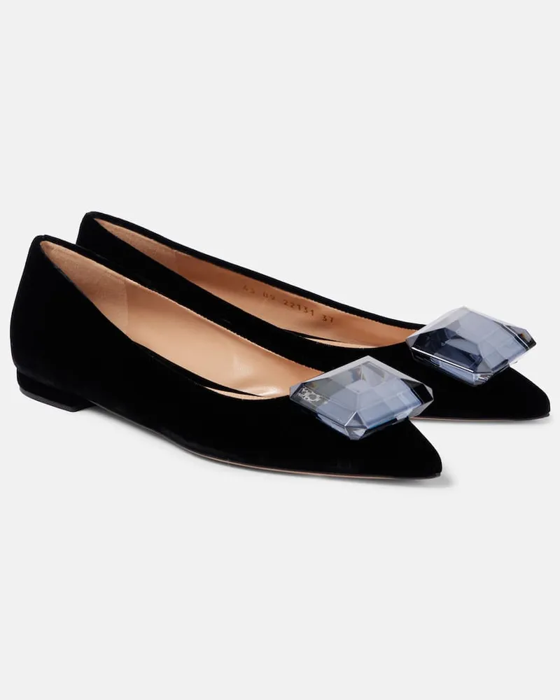 Gianvito Rossi Ballerinas Jaipur aus Samt Schwarz