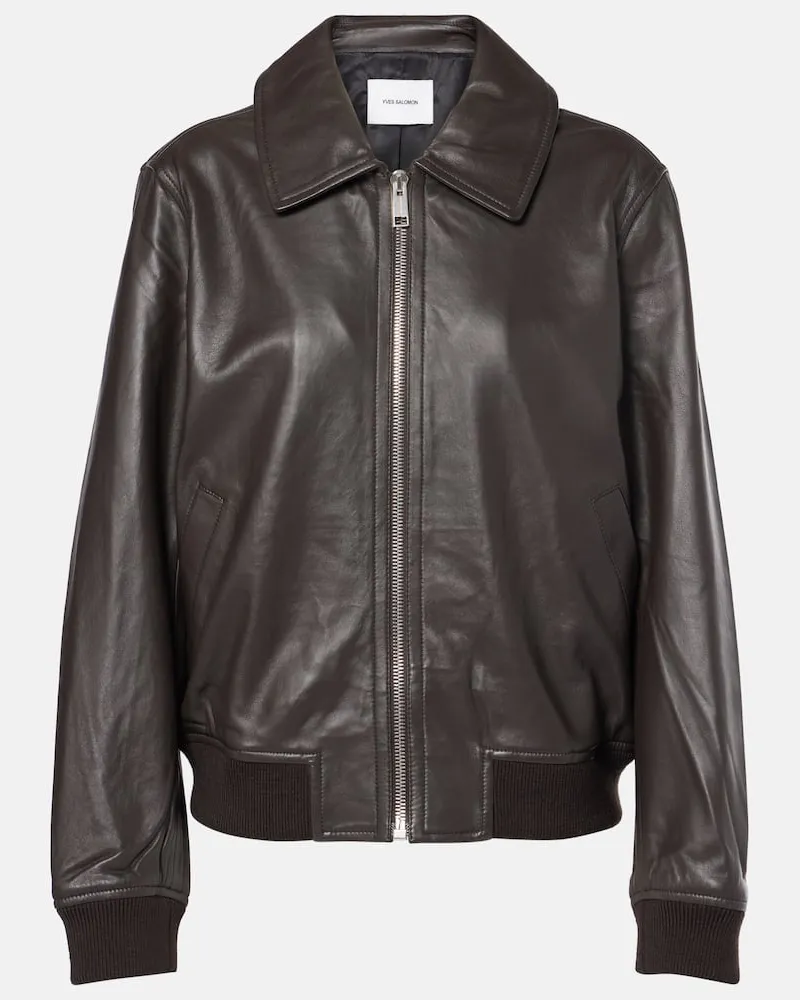 Yves Salomon Bomberjacke aus Leder Braun
