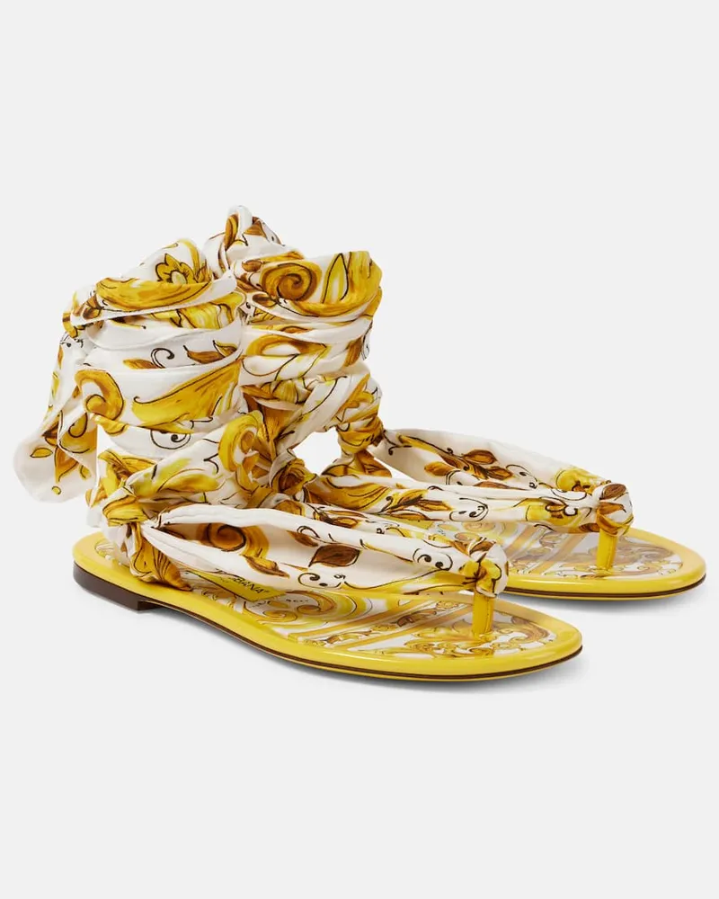 Dolce & Gabbana Sandalen aus Seiden-Twill Gelb