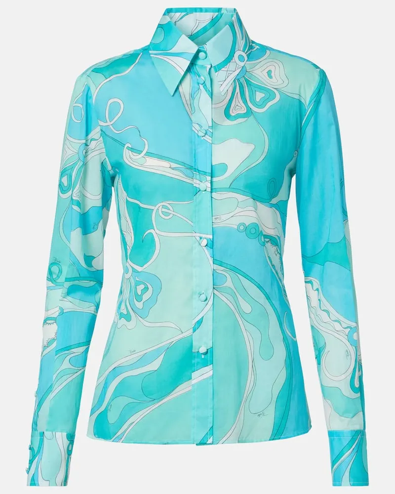 Emilio Pucci Hemd Orchidee aus Baumwolle Blau