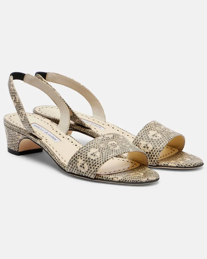 Manolo Blahnik Slingback-Sandalen Patobarnu 30 aus Leder Multicolor