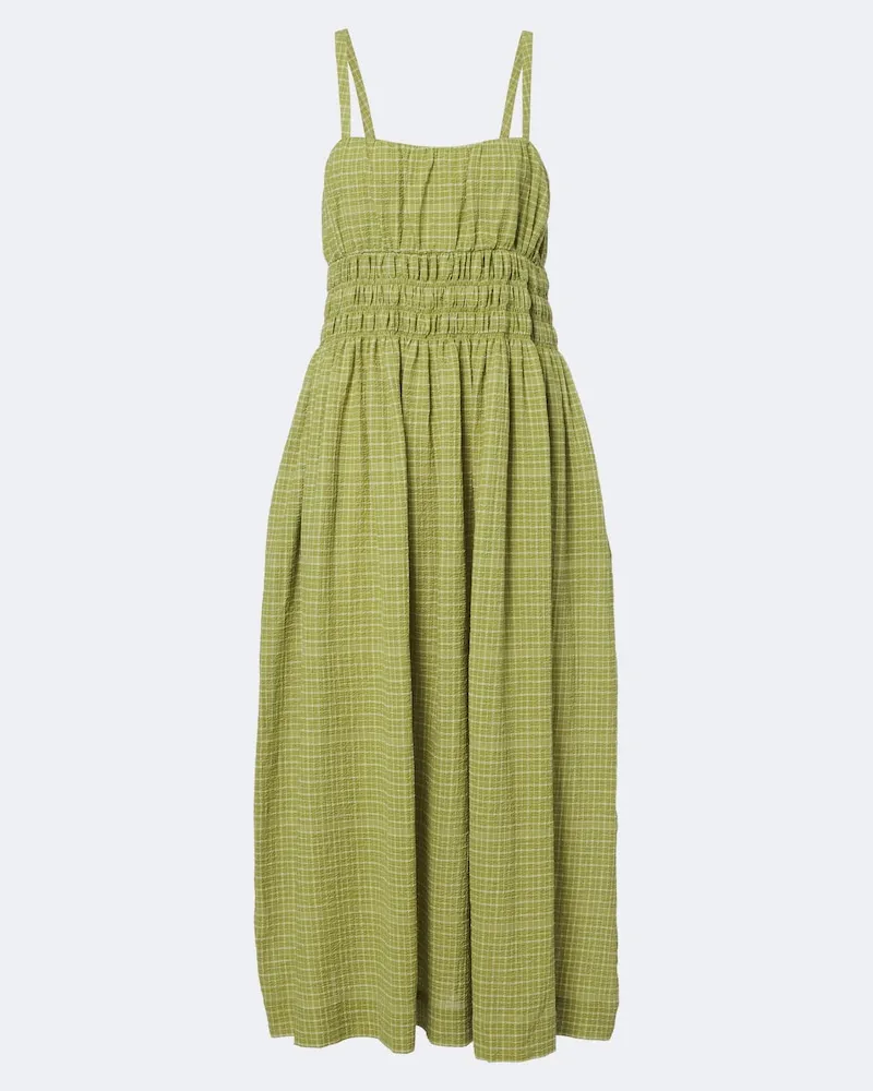 ASCENO Kariertes Midikleid Verona aus Baumwolle Grün