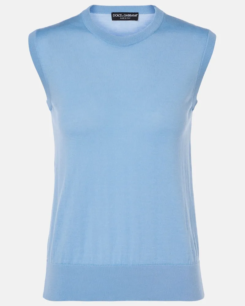 Dolce & Gabbana Top DG aus Kaschmir und Seide Blau